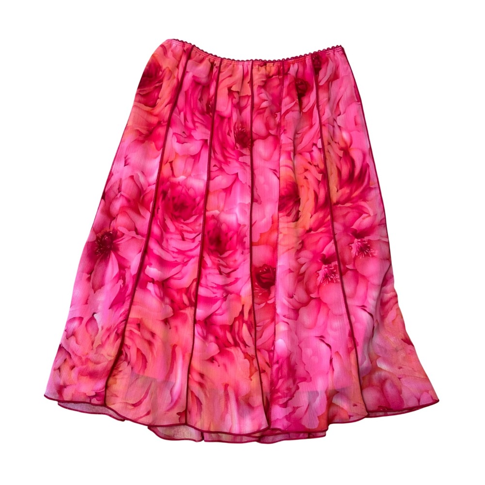 90s Y2K Fairycore Pink Floral 2 Piece Skirt Set Connected Apparel Size M - Picture 6 of 8